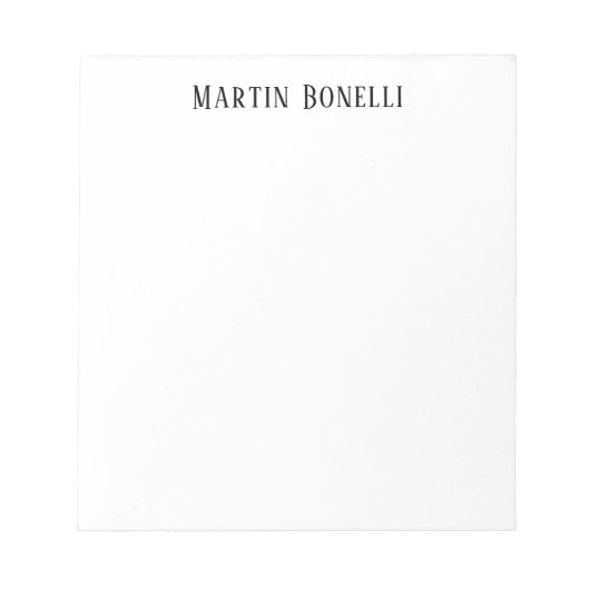 Moderne professionele effen zwart-wit serif-letter notitieblok (Voorkant)
