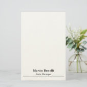 Moderne professionele effen zwart-witte naam titel briefpapier (Staand voorkant)
