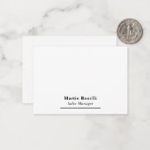 Moderne professionele effen zwart-witte naam titel notitiekaartje (Voorkant / Achterkant in situ)