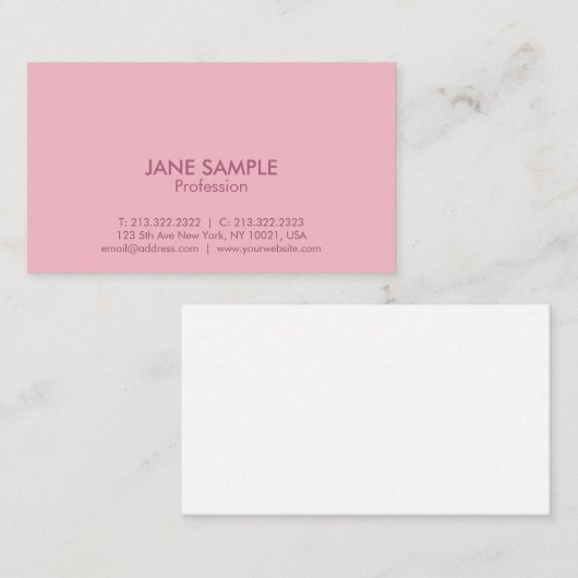 Moderne professionele elegant eenvoudig design roz visitekaartje (Voorkant / Achterkant)