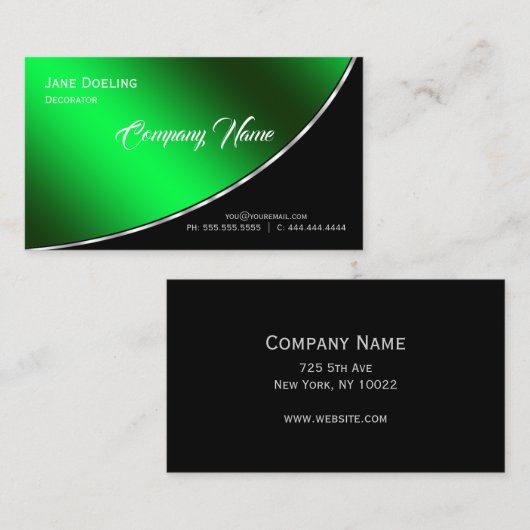 Moderne professionele elegant, helder groen visitekaartje (Voorkant / Achterkant)