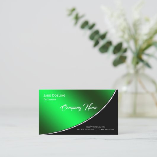 Moderne professionele elegant, helder groen visitekaartje (Staand voorkant)