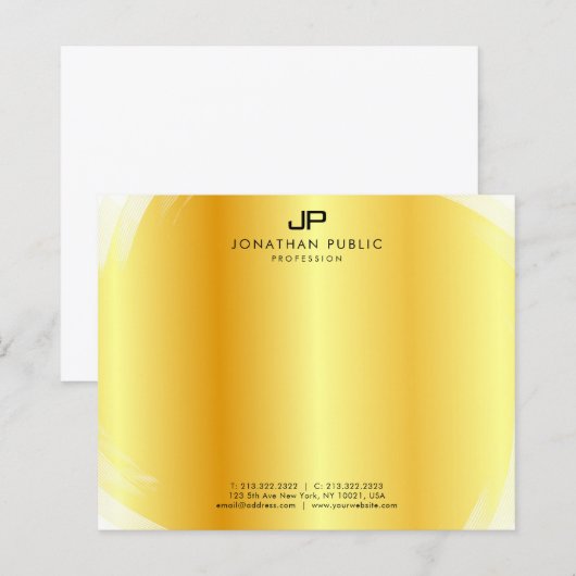 Moderne professionele Elegant Monogram Gold-Sjablo (Voorkant / Achterkant)