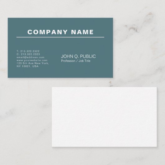 Moderne professionele Elegant Plain Visitekaartje (Voorkant / Achterkant)
