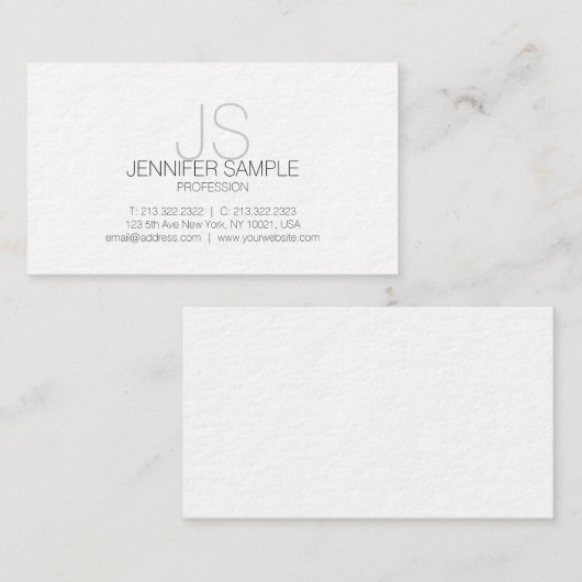 Moderne professionele elegant wit monogram Eenvoud Visitekaartje (Voorkant / Achterkant)