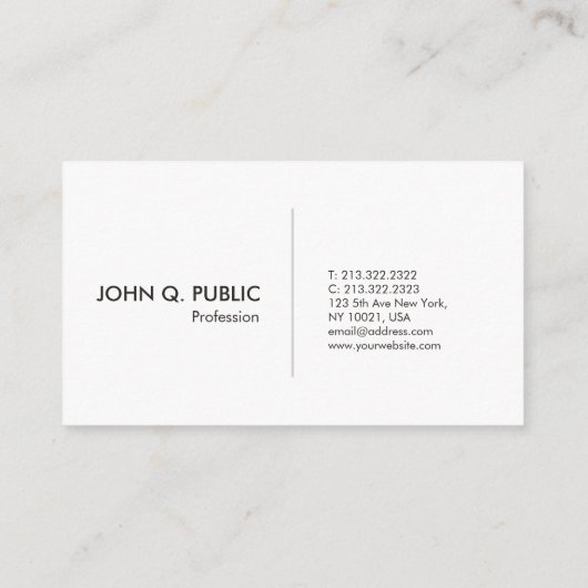 Moderne professionele elegant zwart en wit eenvoud visitekaartje (Achterkant)