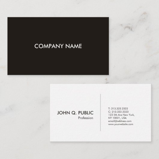 Moderne professionele elegant zwart en wit eenvoud visitekaartje (Voorkant / Achterkant)