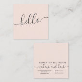 Moderne professionele elegant zwarte roze hallo vierkante visitekaartje (Voorkant / Achterkant)