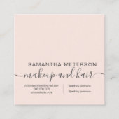 Moderne professionele elegant zwarte roze hallo vierkante visitekaartje (Achterkant)