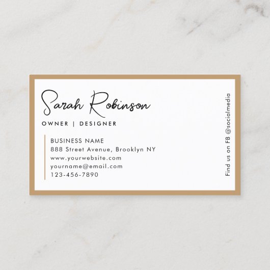 Moderne Professionele Elegante Boho Beige Script N Visitekaartje (Achterkant)