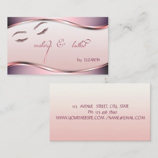 Moderne, professionele elegante glitterassen visitekaartje (Voorkant / Achterkant)