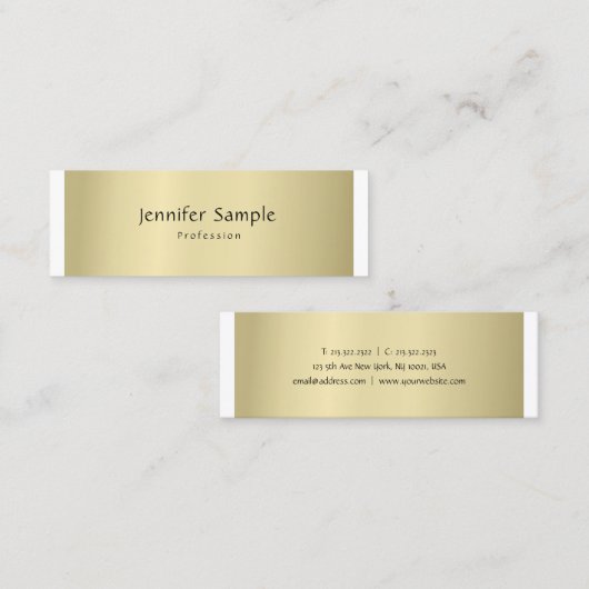 Moderne, professionele, elegante Gold-look minimaa Mini Visitekaartje (Voorkant / Achterkant)