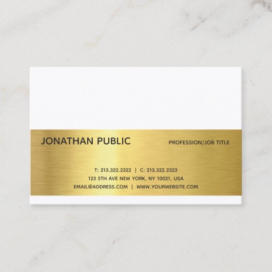 Moderne, professionele, elegante Gold Plain Luxury Visitekaartje (Voorkant)