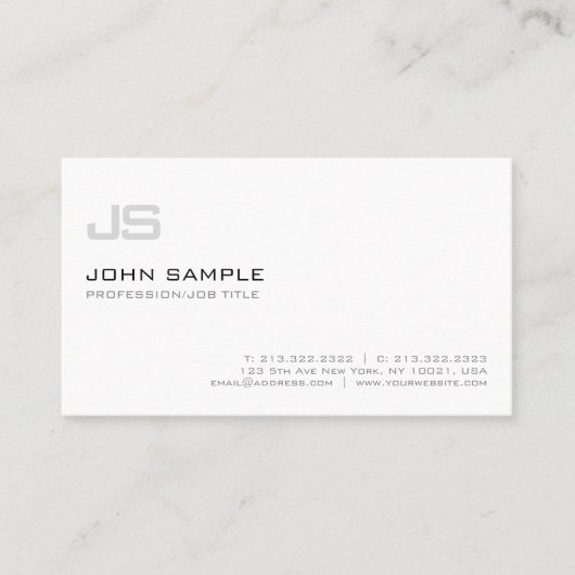 Moderne Professionele Elegante Monogram Eenvoudige Visitekaartje (Voorkant)