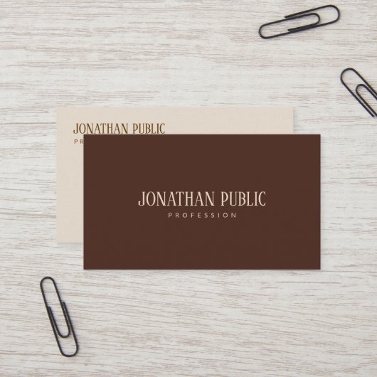 Moderne Professionele Elegante Template Bruin & Be Visitekaartje (Voorkant / Achterkant in situ)