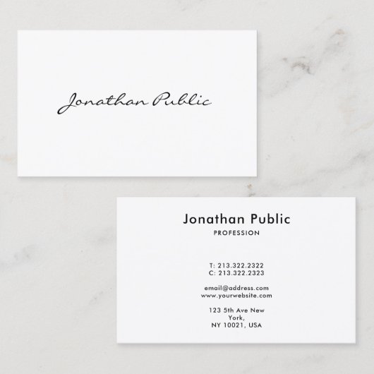 Moderne professionele elegante typografie script visitekaartje (Voorkant / Achterkant)