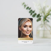 Moderne professionele elegante witte gouden lijn visitekaartje (Staand voorkant)