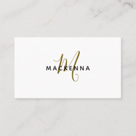 Moderne professionele, elegante witte goudmonogram visitekaartje