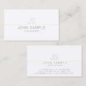 Moderne professionele, elegante witte goudmonogram visitekaartje (Voorkant / Achterkant)