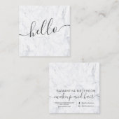 Moderne professionele elegante witte marmer hallo vierkante visitekaartje (Voorkant / Achterkant)