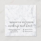 Moderne professionele elegante witte marmer hallo vierkante visitekaartje (Achterkant)