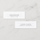 Moderne, professionele, elegante witte vlakte mini visitekaartje (Voorkant / Achterkant)