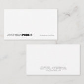 Moderne, professionele, elegante witte vlakte visitekaartje (Voorkant / Achterkant)