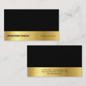 Moderne, professionele, elegante zwarte goudplatte visitekaartje (Voorkant / Achterkant)