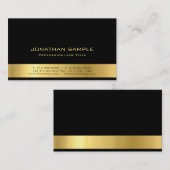 Moderne, professionele, elegante zwarte goudplatte visitekaartje (Voorkant / Achterkant)