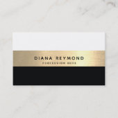 Moderne professionele faux gouden streep wit zwart visitekaartje (Voorkant)