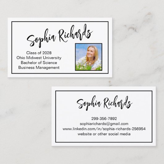 Moderne professionele foto-Afstuderen Visitekaartje (Voorkant / Achterkant)