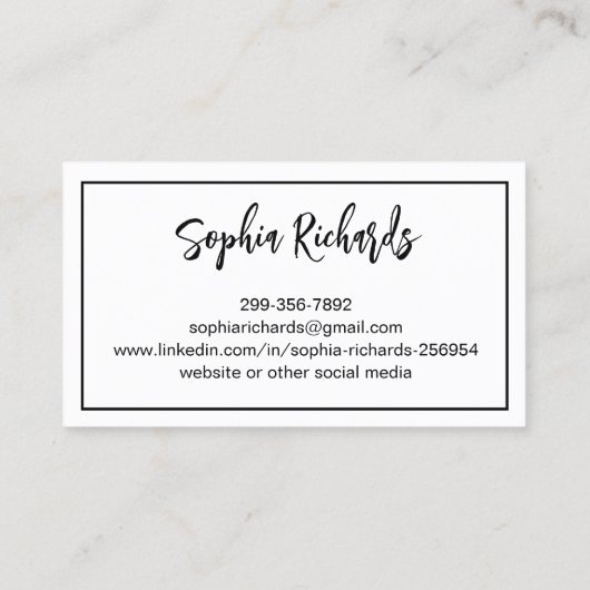 Moderne professionele foto-Afstuderen Visitekaartje (Achterkant)