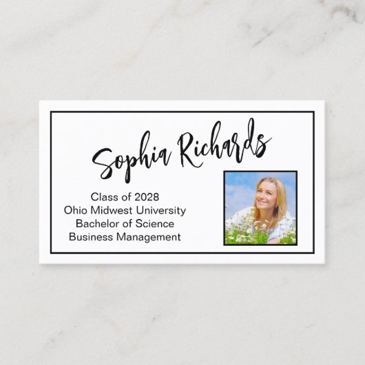 Moderne professionele foto-Afstuderen Visitekaartje (Voorkant)