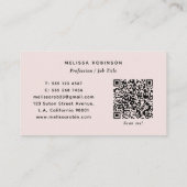 Moderne Professionele Foto en QR Code Blush Roze Visitekaartje (Achterkant)