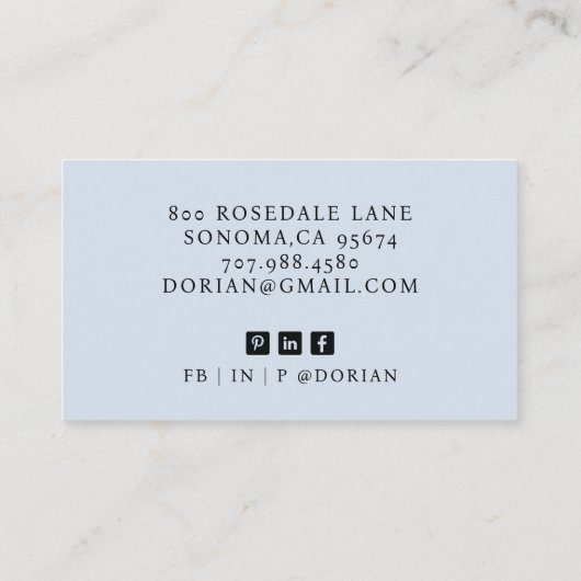 Moderne professionele foto Monogram Visitekaartje (Achterkant)