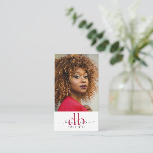 Moderne professionele foto Monogram Visitekaartje (Staand voorkant)