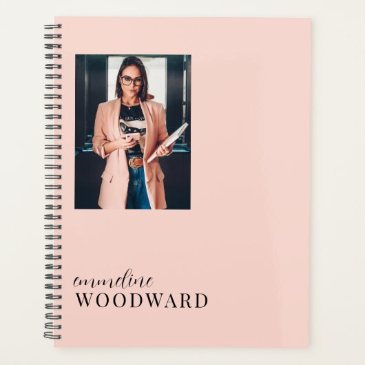 Moderne professionele foto Peach Pink gepersonalis Planner (Voorkant)