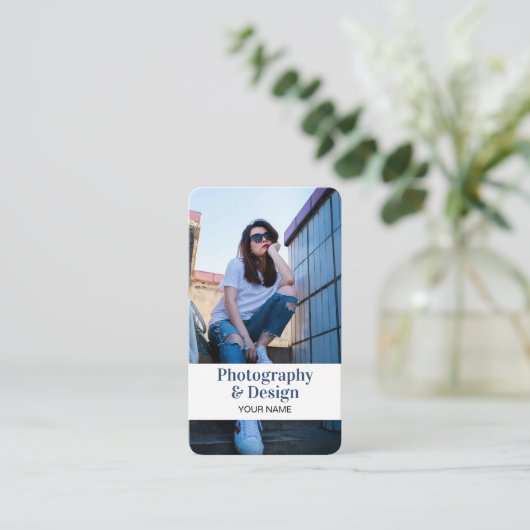 Moderne professionele foto QR-code Visitekaartje (Staand voorkant)