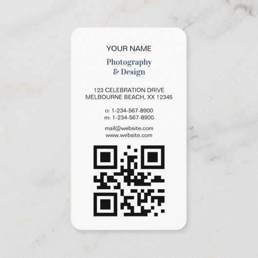 Moderne professionele foto QR-code Visitekaartje (Achterkant)