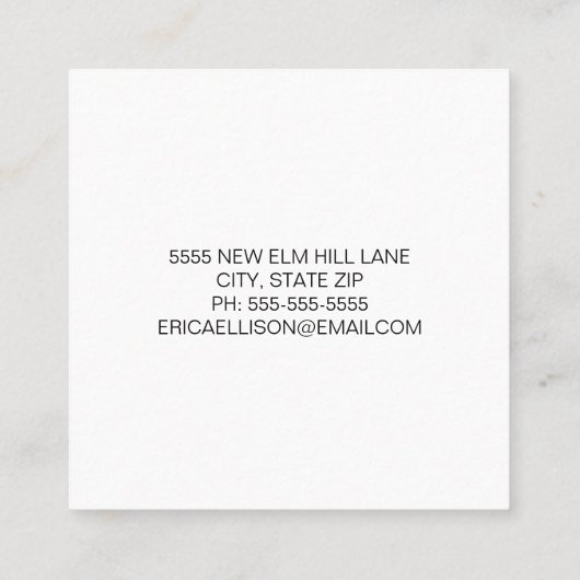 Moderne professionele foto vierkante visitekaartje (Achterkant)