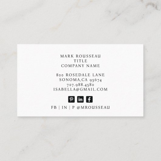 Moderne professionele foto visitekaartje (Achterkant)