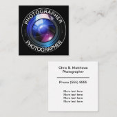 Moderne professionele fotograaf vierkante visitekaartje (Voorkant / Achterkant)