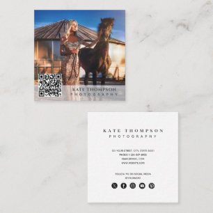 Moderne professionele fotografie QR-code Foto Vierkante Visitekaartje
