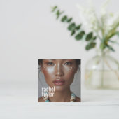 Moderne professionele fotografie vierkante visitekaartje (Staand voorkant)