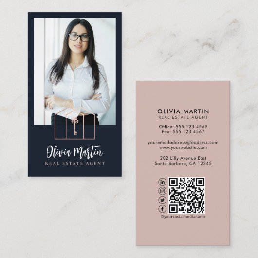 Moderne professionele foto's en Logo van onroerend Visitekaartje (Voorkant / Achterkant)