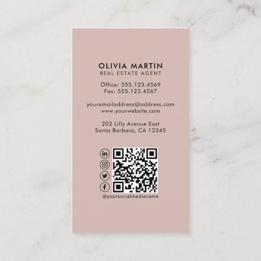 Moderne professionele foto's en Logo van onroerend Visitekaartje (Achterkant)