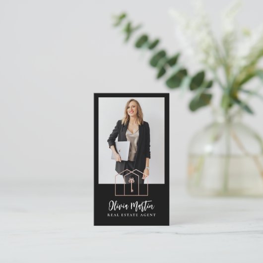 Moderne professionele foto's en Logo van onroerend Visitekaartje (Staand voorkant)