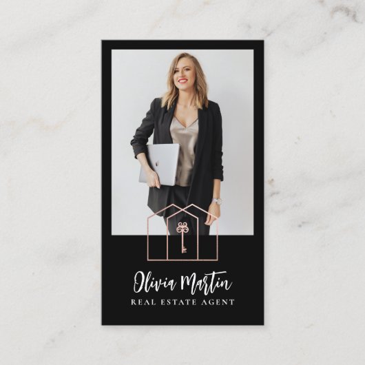 Moderne professionele foto's en Logo van onroerend Visitekaartje (Voorkant)