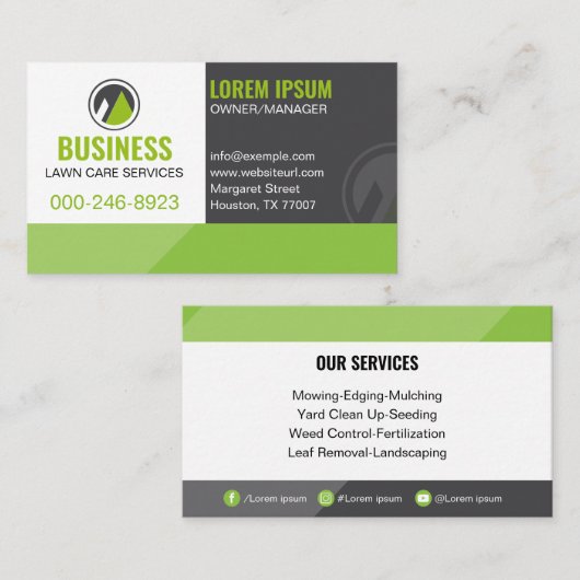 Moderne & Professionele Gazonzorg Sociale Media Gr Visitekaartje (Voorkant / Achterkant)