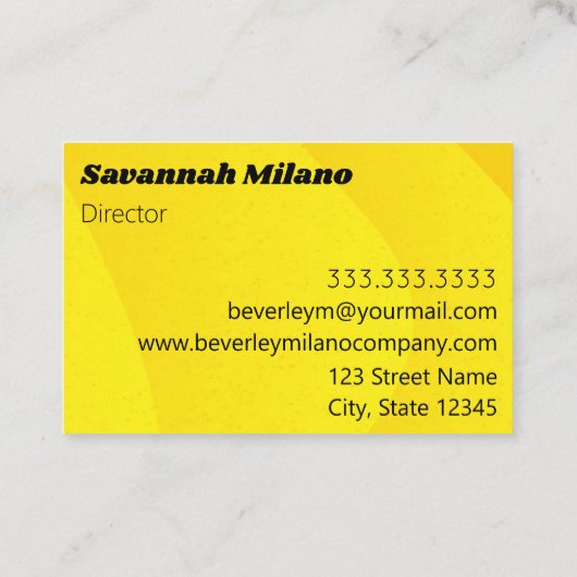 Moderne professionele gele Visitekaartje (Achterkant)